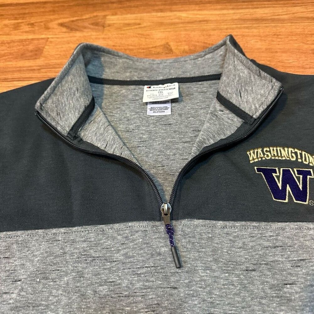 Champion Washington Huskies Quarter Zip Gray Pullover Men Size 2XL